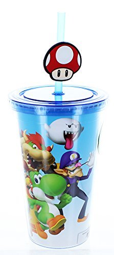 Travel Cup/Super Mario Bros. - W/Molded Straw Mushroom