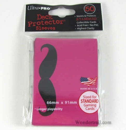 CARD SLEEVES/HOT PINK MOUSTACHIO