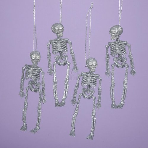 Ornament/Skeleton - Silver Glitter