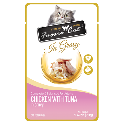 Fussie Cat Chicken with Tuna in Gravy Cat Food Pouch