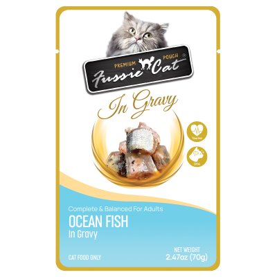 Fussie Cat Ocean Fish in Gravy Cat Food Pouch