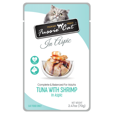 Fussie Cat Tuna with Shrimp in Aspic Cat Food Pouch