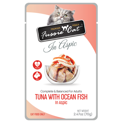 Fussie Cat Tuna with Ocean Fish in Aspic Cat Food Pouch