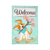 Evergreen Welcome Pup Applique Garden Flag