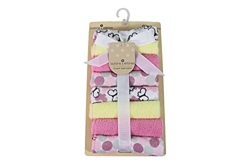 Cudlie Buttons & Stitches Butterfly Dot 8pk Washcloths-