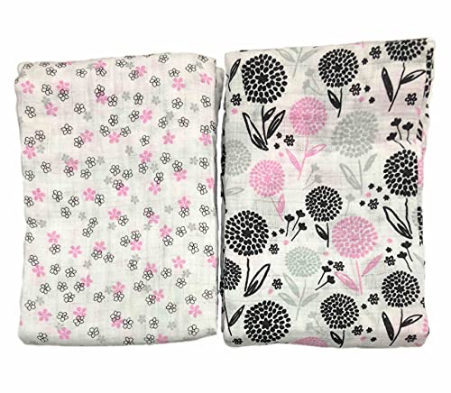 Cudlie Buttons & Stitches Floral 2pk Muslin Blankets-