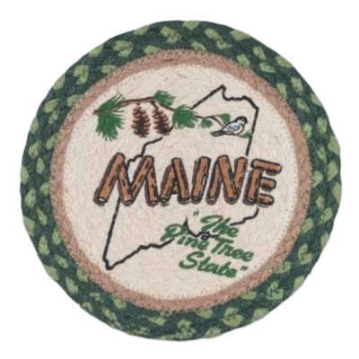 Mini Braided Trivet Rug - Maine Pine Tree State-