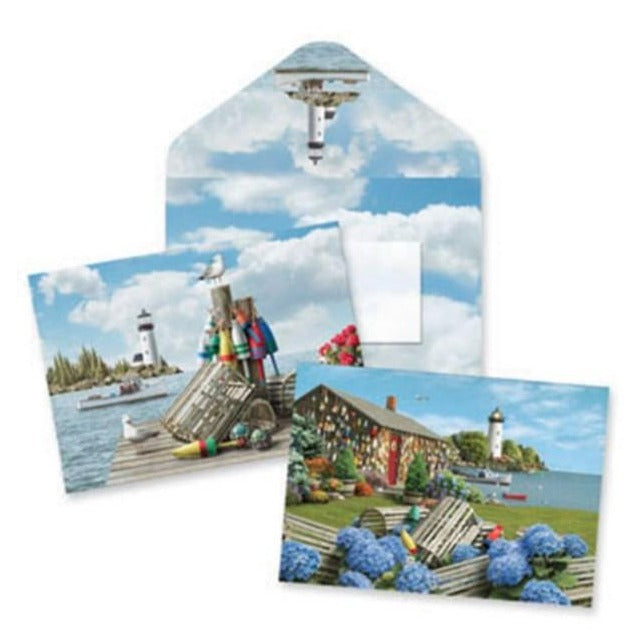 Cape Shore 10ct Note Cards - Lobster Traps / Lighthouse Assortment-