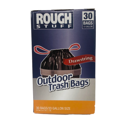Rough Stuff 33 Gallon Drawstring Trash Bags, 30 Count-
