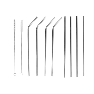 Home Basics 10 Piece Stainless Steel Straws-