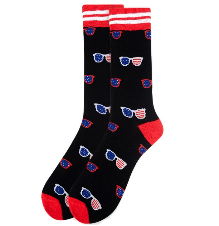 Mens Parquet American Flag & Sunglasses Crew Socks-