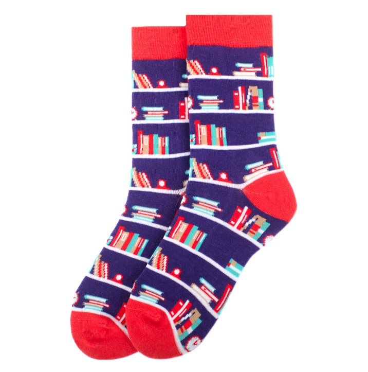 Ladies Parquet Stack of Books Socks-