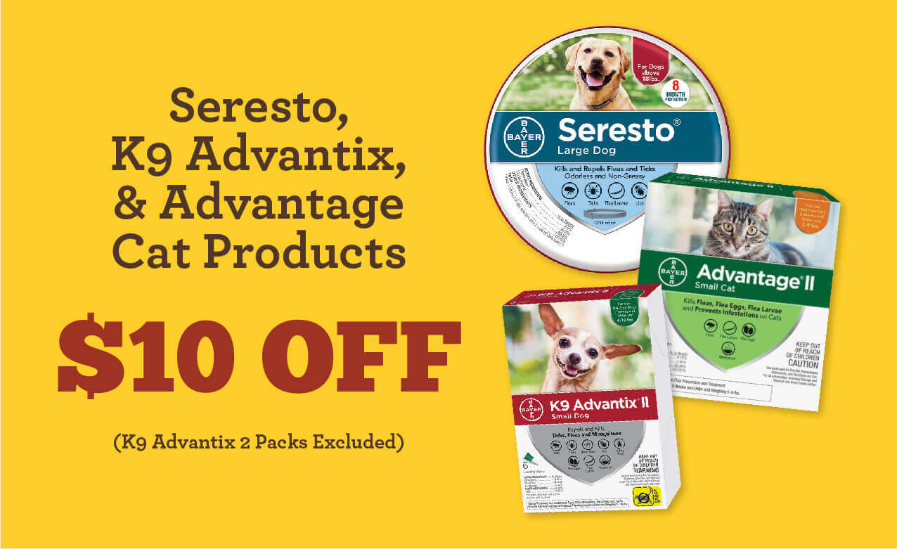 $10 Off Seresto, K9 Advantix II, and Advantage Cat Products
