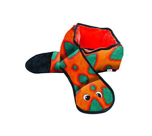 Outward Hound Invincibles Snake Plush Dog Toy-Orange