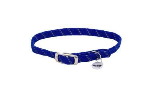 ElastaCat Reflective Safety Stretch Collar with Reflective Charm-Blue