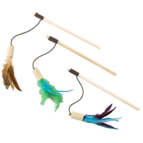 Cork with Feathers Wand Cat Toy