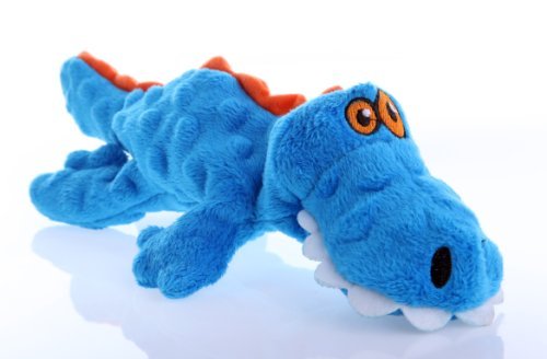 goDog Gator Chew Guard Squeaky Plush Dog Toy-Blue