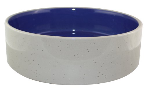 Ethical Dog Dish - White & Blue Stoneware