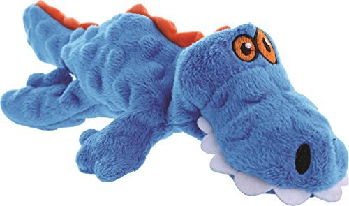 goDog Gator Chew Guard Squeaky Plush Dog Toy-Blue