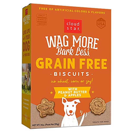 Cloud Star Dog Treats- Wag More Bark Less Grain-Free Oven Baked with Peanut Butter & Apples Dog Treats