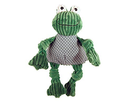 HuggleHounds Dog Toy - Plush Corduroy Durable Knotties Frog Knottie