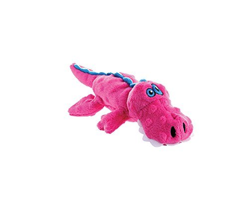 goDog® Gators™ Just for Me™ with Chew Guard Technology™ Durable Plush Squeaker Dog Toy, Pink, Mini