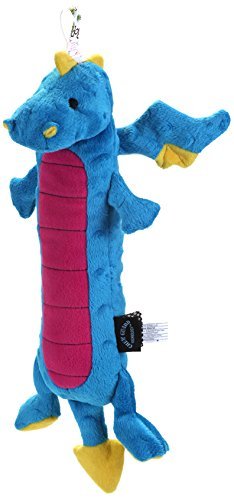 goDog Dragons Skinny Chew Guard Squeaky Plush Dog Toy-Blue