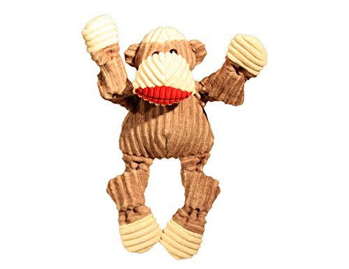 HuggleHounds Dog Toy - Plush Corduroy Durable Sock Monkey Knottie