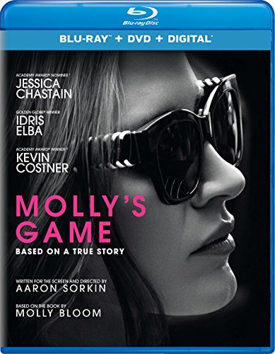 Molly's Game Chastain Elba Costner Blu Ray DVD Dc R 