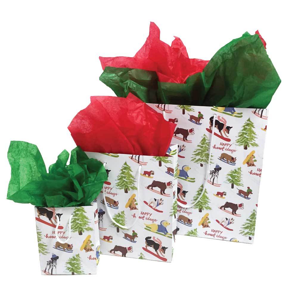 Waste Not Paper Skiing Dogs Gift Bag Large