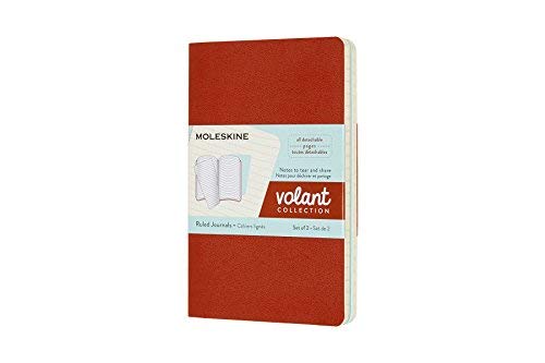 Moleskine Pocket Volant Journals/Ruled - Coral Orange/Aquamerine Blue@Set of 2