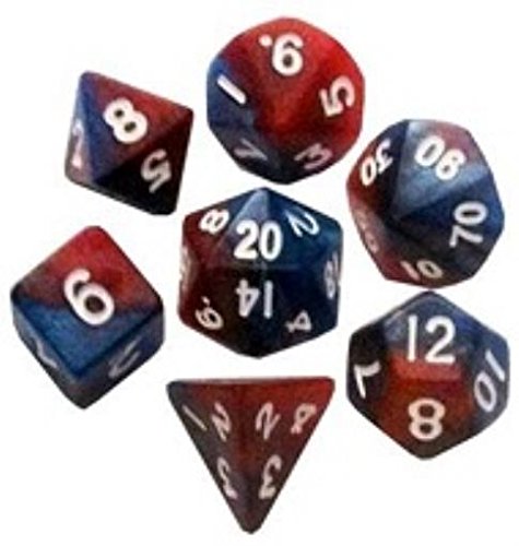 Dice Set Mini/Red And Blue With White Numbers