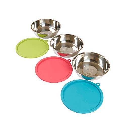 Messy Mutts Stainless Steel Bowl and Silicone Lid 6 Piece Combo Set