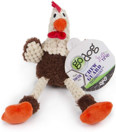 goDog® Checkers Rooster with Chew Guard Technology Durable Plush Dog Toy, Mini