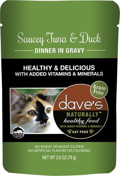 Dave's Pet Food Saucey Tuna & Duck Dinner in Gravy Grain-Free Wet Cat Food, 2.8-oz