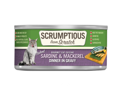 Scrumptious From Scratch Sardine and Mackerel Dinner in Gravy for Cats