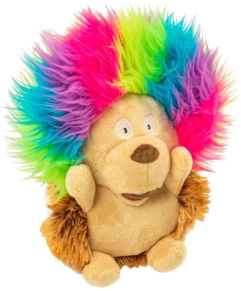 goDog® Silent Squeak™ Crazy Hairs Hedgehog with Chew Guard Technology Durable Plush Dog Toy