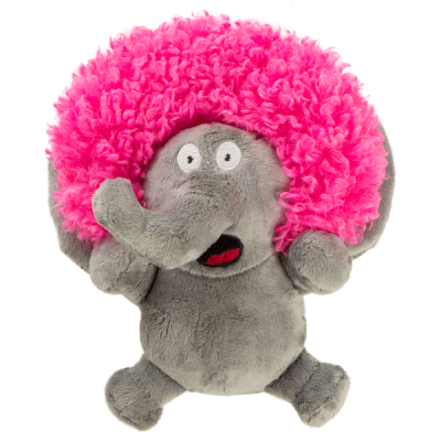 goDog® Silent Squeak™ Crazy Hairs Elephant Chew Guard Ultrasonic Squeaker Plush Dog Toy
