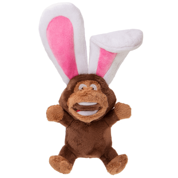 goDog® Silent Squeak™  Flips Monkey Rabbit Chew Guard Ultrasonic Squeaker Plush Dog Toy