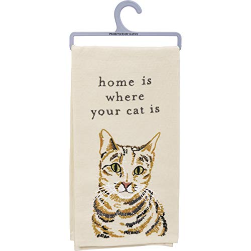 Primitives by Kathy Kitchen Towel-Home is Where Your Cat Is