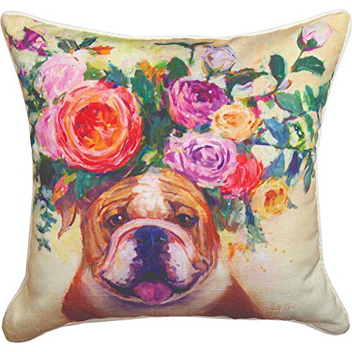 Pillow, Bulldog Dogs in Bloom