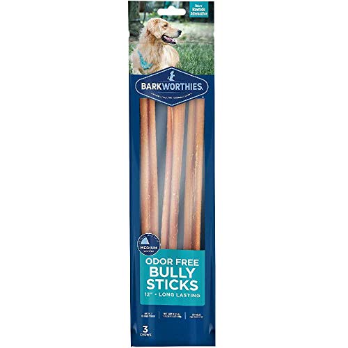 Barkworthies Odor Free Bully Sticks, 12 inch-3 Pack