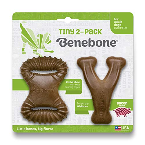 Benebone Dog Chew Toy - Tiny 2 Pack - Bacon Flavor