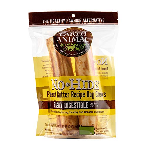 Earth Animal Dog Chew - No-Hide Peanut Butter Chew - Medium-2 pack