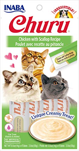 Inaba Lickable Cat Treats - Churu Purees Chicken & Scallop-4 Pack