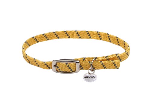 ElastaCat Reflective Safety Stretch Collar with Reflective Charm-Yellow
