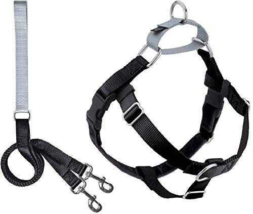 2 Hounds Design Dog Harness & Leash - Freedom No Pull, Combo Black-1-in, 24" - 32"