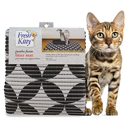 Fresh Kitty Litter Mat - Jumbo Foam Circles, Black & Gray