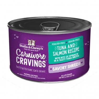 Stella & Chewy's Carnivore Cravings Savory Shreds Tuna & Salmone Recipe Canned Cat Food