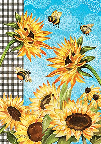 Evergreen Sunflowers & Bees Garden Flag